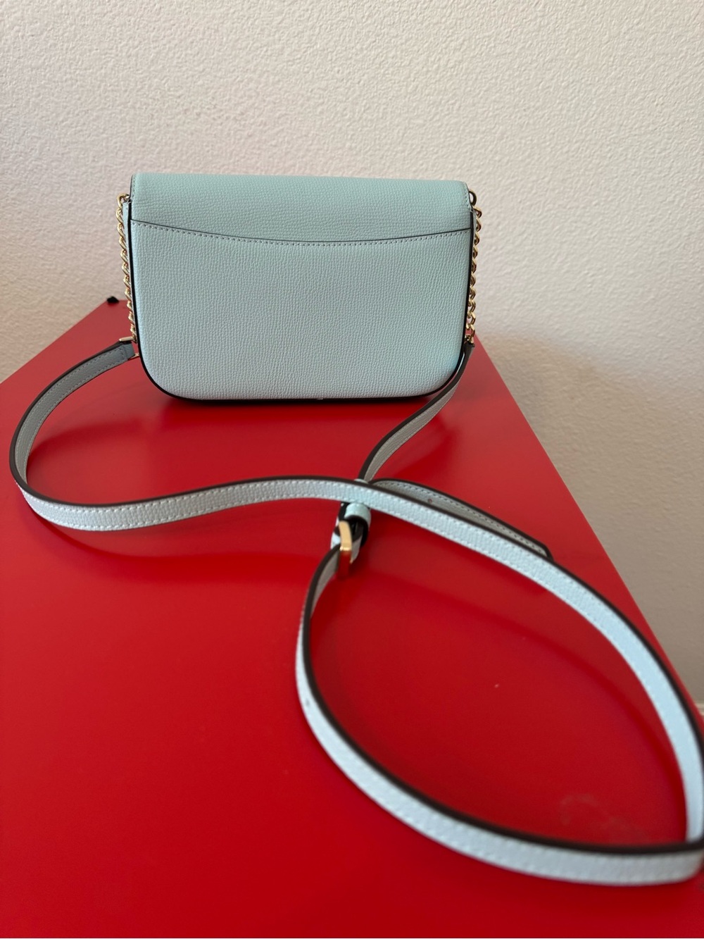 Kaye Spade almost new aquamarine/dewy blue color leather crossbody - Picture 5 of 7